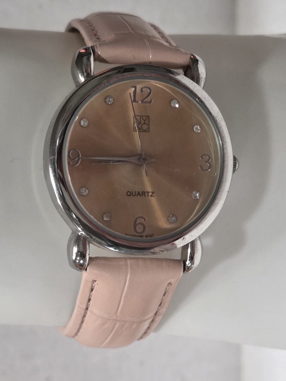 New York & Company Pink Leather Strap Women's Quartz Watch